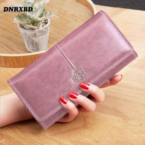 Women Wallet New Female Wax oil skin Clutch Bag Coin Pocket Hasp Card Holder Phone Money Bag Wallet For Women Purse Carteira