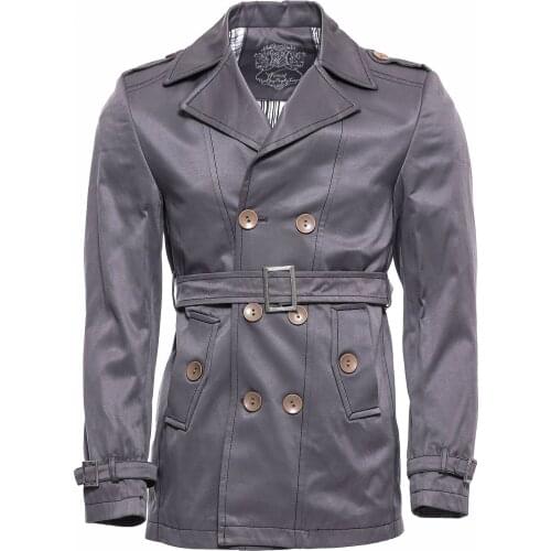 Double Breasted Grey Trench Coat