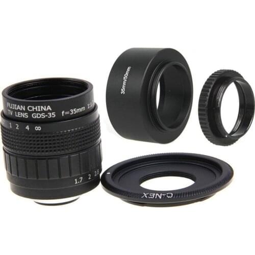 Fujian 35mm F1.7 CCTV Movie lens+C-NEX Mount+Lens Hood+Macro Ring for SONY E Mount A6500 A6300 A6000 NEX6 NEX7 NEX3 NEX5 NEX5T