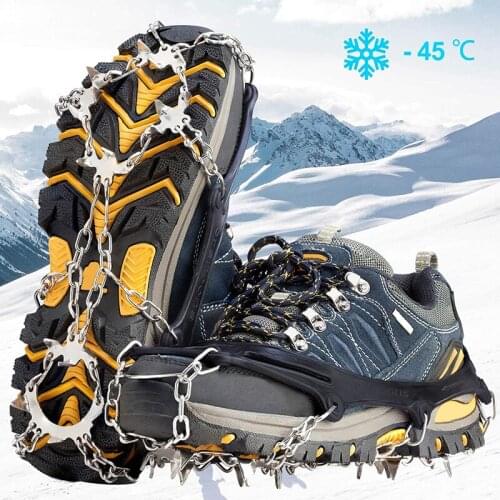 Quality Outdoor Climbing Antiskid Crampons Winter Walk 19 Teeth Ice Fishing Snowshoes Manganese Steel Slip Shoe Covers