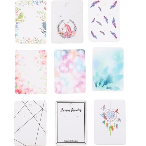 12 Styles 5x7cm Feather Unicorn Earring Necklaces Paper Tag Card Cardboard Ear Studs Hang Price Tag For DIY Ring Jewelry Display
