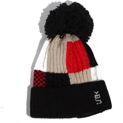 KENSHELLEY New Style Fashion Beanie Hat Mix Color Custom Logo Beanie Hat Thicken Wool Cable Knitted Beanie Hat