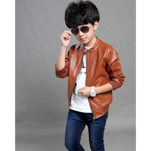 New Kids Boys Coats Faux Leather Jackets 2 Colors Children Fashion Outerwear Coat Spring & Autumn & Winter