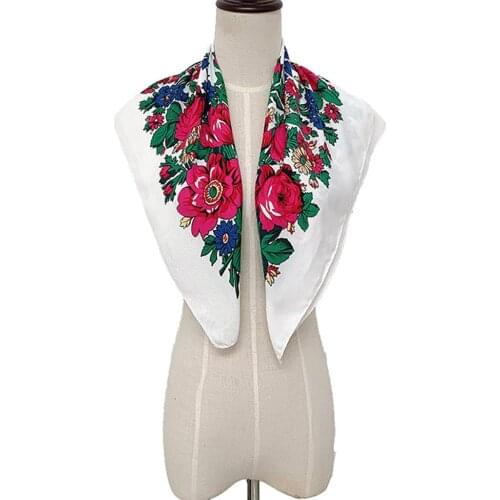 Flower Print Folk-custom Square Scarf Wrap Shawl Travel Scarve Sunscreen Lady Muslim Шарф Женский Осень Elegant Luxury Бандана