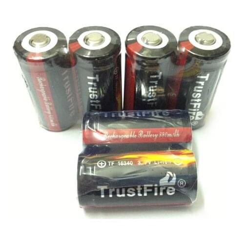 10pcs/lot TrustFire Protected 16340 880mAh 3.7V Rechargeable Li-ion Battery Lithium Batteries with PCB For Flashlights Torches
