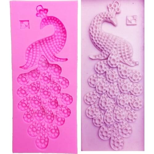 M0519 Diamond shape Sugarcraft Peacock Silicone mold fondant mold cake decorating tools chocolate gumpaste mold