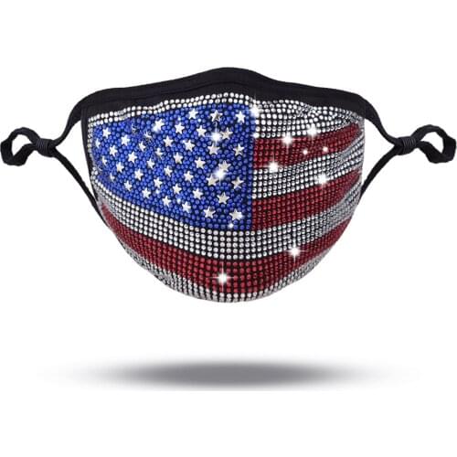 Fashion Multicolor Bling Rhinestones Mask Elastic Reusable Washable Festival Jewelry Halloween Prom Nightclub Decor KZ-016