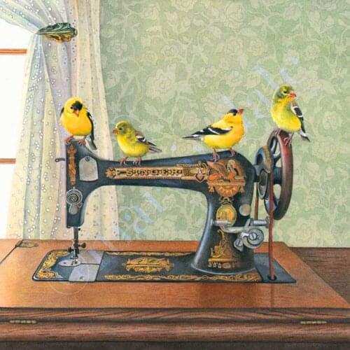 Kexinzu Full Square/Round Drill 5D DIY Diamond Painting "Sewing machine bird" 3D Embroidery Cross Stitch 5D Decor c582