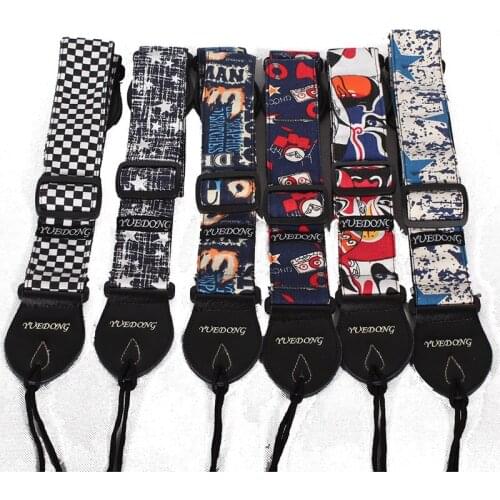 Genuine Guitar Strap Folk Musical Instrument Electric Guitar Bass Individual Strap Canvas Cotton Leather Shoulder Strap