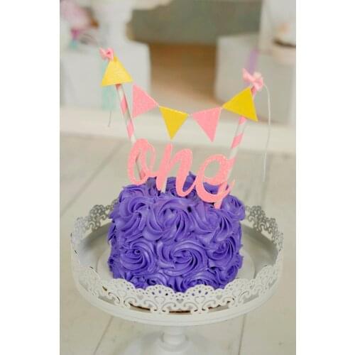 Custom numbers Pink yellow One Cake Topper, First birthday cake topper, ONE Smash Cake Set (Cake Topper and banner)