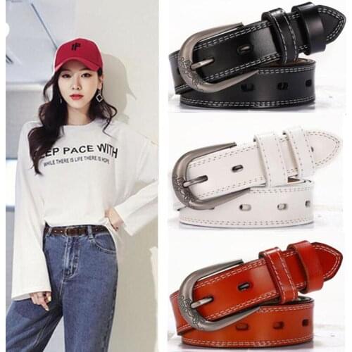 Women Genuine Leather Belt Fashion Designer Luxury Pin Buckle Belts Female Strap Casual All-match Ladies Adjustable Belts