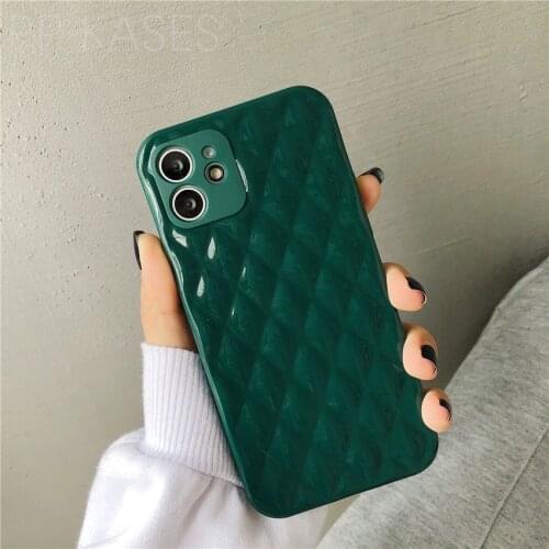 Luxury Thick Silicone Lattice Phone Case For iPhone 11 12 Promax X 10 Xsmax XR 7 8 Plus Cover Non-slip Coque Protection Cover
