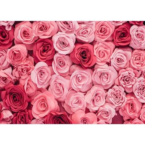 Pink Flowers Photo Backdrop Vinyl Cloth Backgrounds for Wedding Lovers Valentines Day Birthday Photophone Photography Props