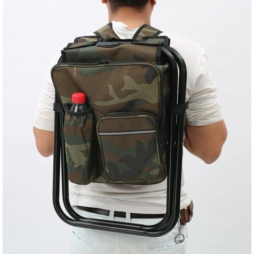 Outdoor Fishing Backpack with Cooler Bag Multifunctional Folding Fishing Stool Backpack Portable Beach Chair Camping Chair Stool