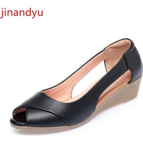 Wedges Sandals Peep Toe Non Slip Casuales Fashion Summer Espadrilles Women Leather Grey Black Comfy Mid-Heel Sandal Wedges Shoes