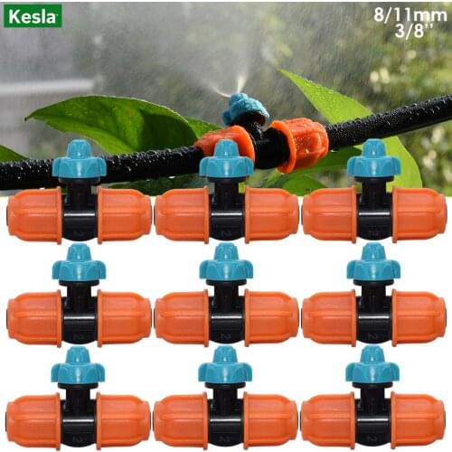 KESLA 10PCS 8/11mm Water Hose Connector w/ Misting Cooling Nozzle Coupling Adapter 3/8'' Watering Joints for Garden Flower Lawn