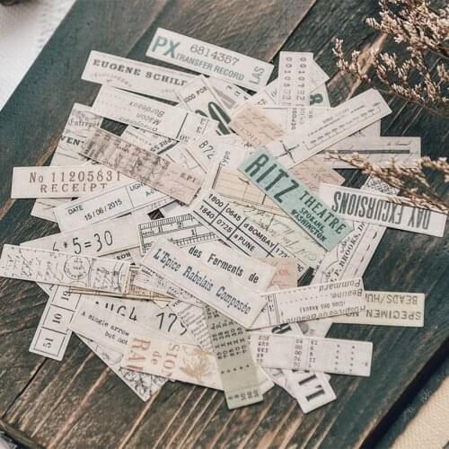 70PCS Vintage English Entry Sticker DIY scrapbook junk journal collage mobile phone computer diary happy plan decoration sticker