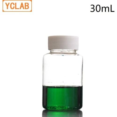 YCLAB 30mL PETP Plastic Sample Bottle Transparent PET Specimen with PE Gasket Laboratory Chemistry Equipment