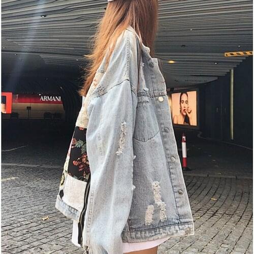 2021 Spring Autumn New Korean Loose Style Womens Denim Jacket Embroidery Double Zipper Stitching Fried Street Cowboy Coat Women