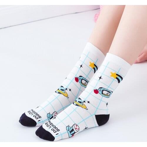 2021 Korean Style Womens Cute Cotton Socks 1 Pair Color Kawaii Woman Socks Crew Casual Socks Lolita Socks Long Socks EU 35-43