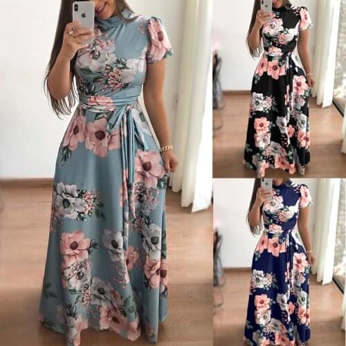 Ladies Dress Autumn and Winter Casual Printed Long Sleeve Lace Up Dress Ladies Elegant Sexy Party Dress Large Size S-5XL