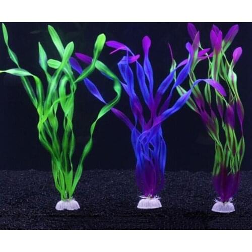 1 Piece Purple Green Plastic Grass Fish Tank Ornament Aquarium Simulation Of Plastic Water Plant Aquarium Accessories 30cm