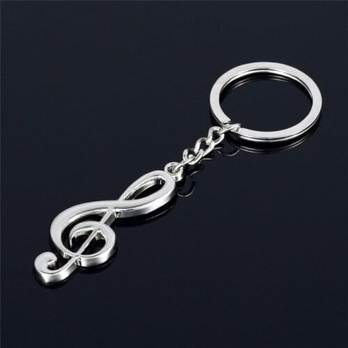 1PC Fashion Music Note Treble Clef Keychain Key Rings Three-dimensional Pendant Accessories Alloy Buckle Key Holder Gift
