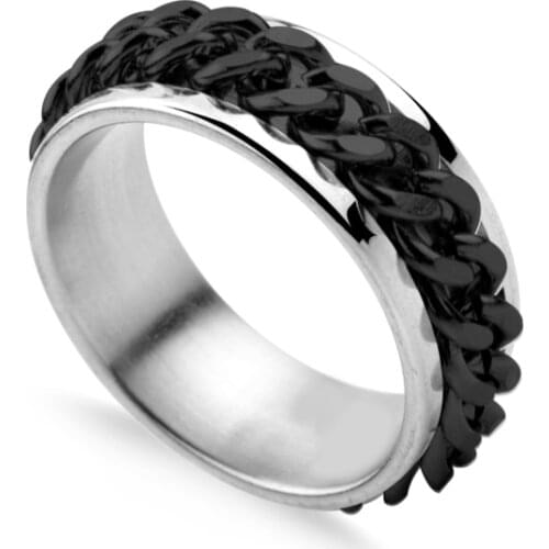 1 Pcs Mens Titanium Steel Chain Rotating Ring Open Beer Ring Jewelry for Party Fashion Creative Ring Beer Bottle Ring Opener
