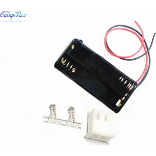 100Pcs 2xAAA Battery Case Holder Socket Wire Junction Boxes With 15cm Wires, XH 2.54 Header and Crimps