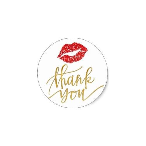 3.8cm red lips kiss thank you classic round sticker
