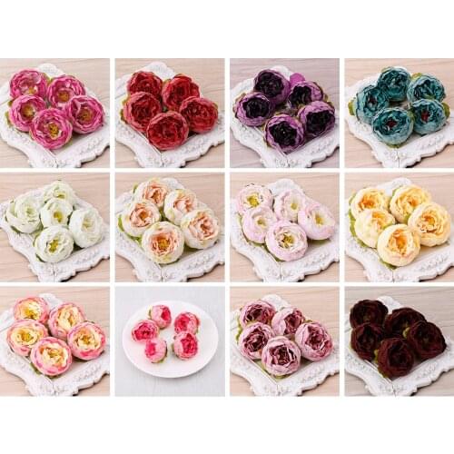 5Pcs 5-6cm Peony Artificial Flower Stamens For Wedding Party Home Decoration Marriage Shoes Hats Accessories Simulation Flowers
