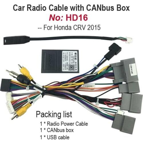 Car Radio Cable with CANbus Box Connector Socket Power Wiring Harness for HONDA CRV 2015 2din DVD Android Multimedia Player