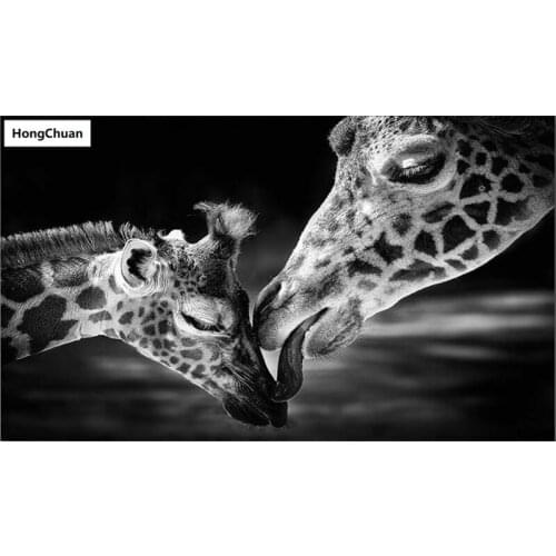 Fast delivery 5D diamond painting mother and child giraffe DIY mural square rhinestone mosaic round embroidery home decoration