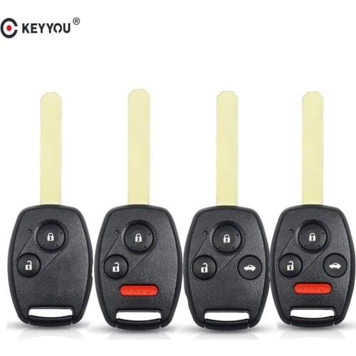 KEYYOU 2/3/3/4 Button Uncut Blade Remote Car Key Shell For Honda Fit Accord Civic CRV Pilot Insight Jazz HRV Fob Case Cover