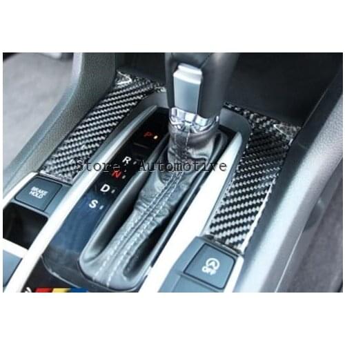 For Honda Civic ABS Carbon Fiber Style Gear Shift Box Panel Cover Trim2016 2017 1pcs