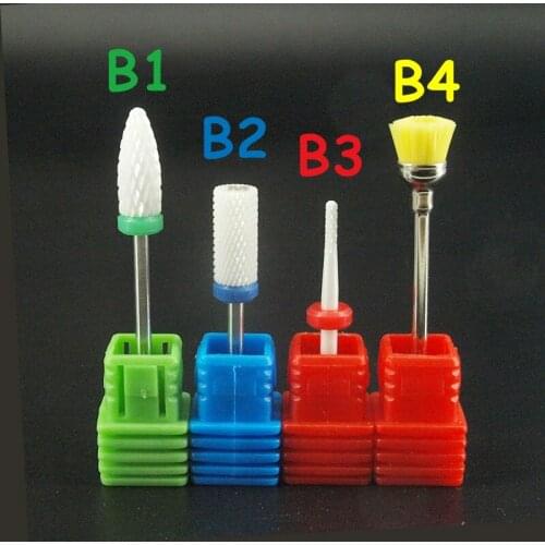 1pcs 4types 3/32" Bit nail art tools electric drill Ceramic nail file drill bit Nail brush cleaner manicure machine Cut Cuticle