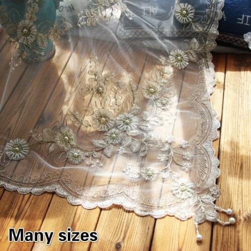 European Lace Embroidered Plum Beads Beautiful Tablecloth Dust Cloth Balcony Coffee Table Mat Christmas Wedding Decoration