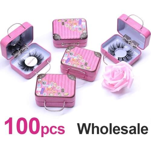 Private Label Eyelash Packaging Box High Quality 25mm Mink Eyelashes Packing Case Suitcase Styles Box for Wholesale