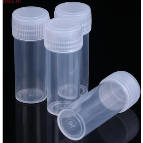 10Pcs 5ml Plastic Test Tubes Vials Sample Container Powder Craft Screw Cap Bottles for Office School Chemistry Supplies