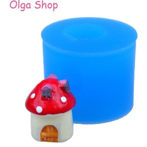 FYL363 18.5mm 3D Mushroom House Silicone Mold - for Food Grade, Cookie Biscuit, Resin Polymer Clay, Fondant, Candy Wax Soap Mold