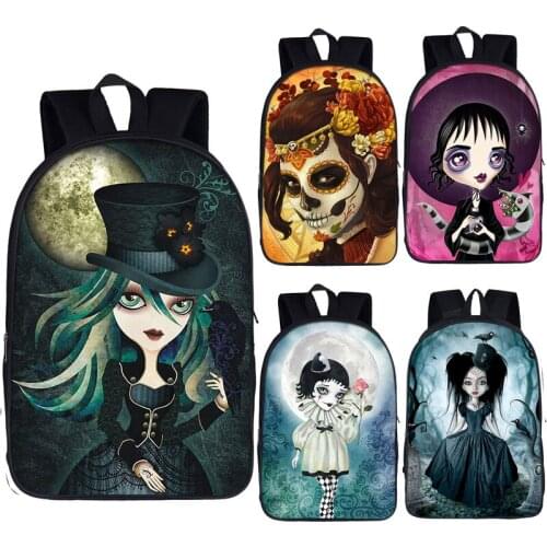 Gothic Cartoon Girl Backpack Women Travel Bag Children School Bags for Teenager Girls Bagpack Fashion School Backpacks Bookbag