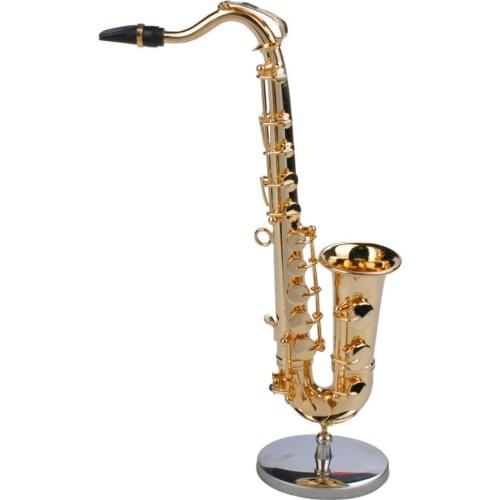Mini Saxophone Musical Instruments Goldplated Miniature Saxophone Model With Metal Stand for Home Decoration New