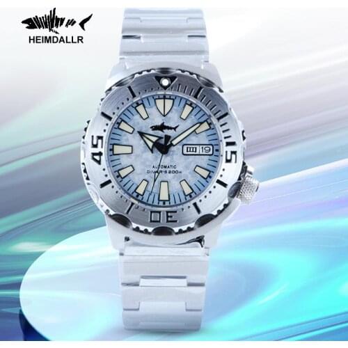 Heimdallr Sharkey Monster Automatic Watches Men Gradient Blue Dial Diver Watch 200M Water Resistance NH36 Mechanical Wristwatch