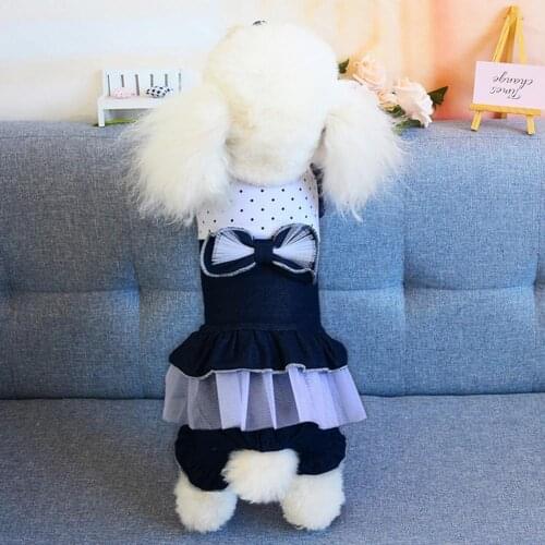 Pet Skirt Dog Skirts Round Neck Ruffled Hem bow-knot Cotton Skin-friendly lovely Dog Dress for Party