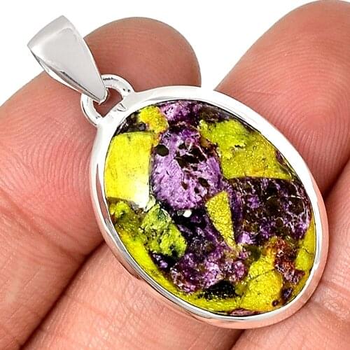 Genuine STICHTITE Pendant 925 Sterling Silver, Total Length : 38.2 mm, AP7098