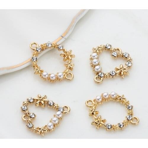 Zinc Alloy Pendant Round Heart Flowers Connector Charms Pendant 6pcs/lot For DIY Fashion Jewelry Earring Making Accessories