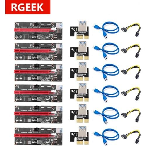 008 PCIe PCI-E PCI Express Riser Card 1x to 16x USB 3.0 Data Cable SATA to 4Pin IDE Molex Power Supply for BTC Miner Machine