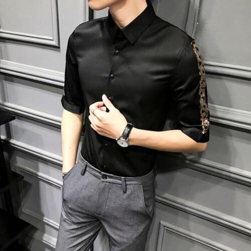 Social Blouse Streetwear Camisa Masculina 2020 Summer Casual Men Shirt Leopard Stitching Half Sleeve Shirt Slim Work Shirt Tide