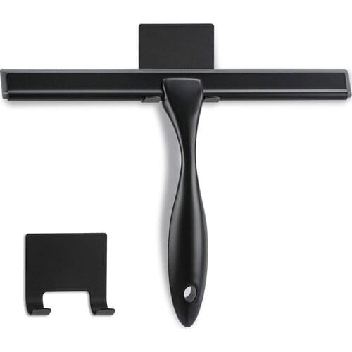 Shower Squeegee, 10-Inch Matte Black Squeegee, All-Purpose Stainless Steel Squeegee for Bathroom, Shower Doors, Mirrors