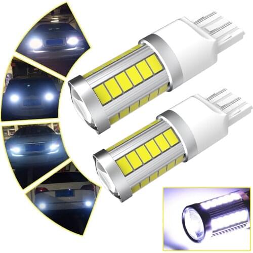 2PCS T20 7443 W21/5W LED Canbus Turn Brake Light Tail Lamp Bulb 33SMD for Volkswagen VW Polo Golf 4 5 6 7 Passat B6 B5 12V 1156